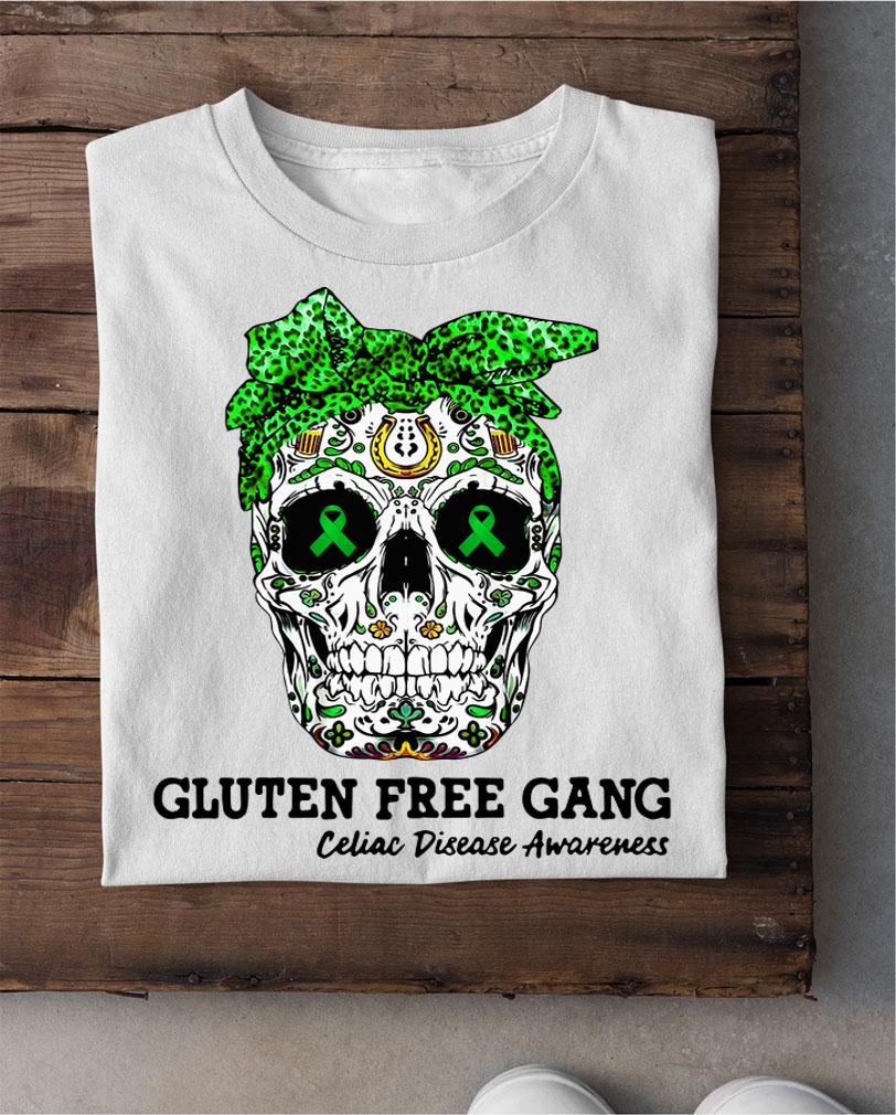 Funny Sugar Skull Gluten Free Gang Celiac Disease Awareness t-shirt shirt