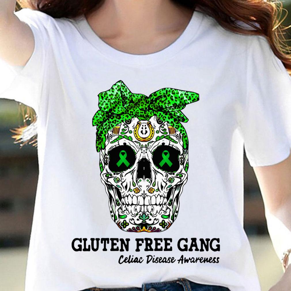 Funny Sugar Skull Gluten Free Gang Celiac Disease Awareness t-shirt woman shirt