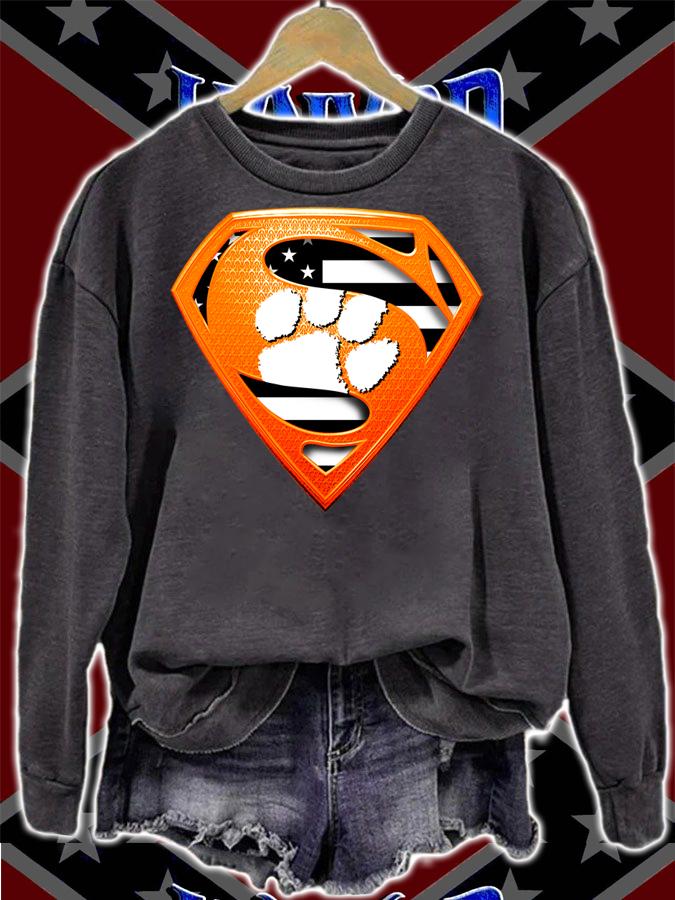 Superman Clemson Tigers American Flag t-shirt sweatshirt
