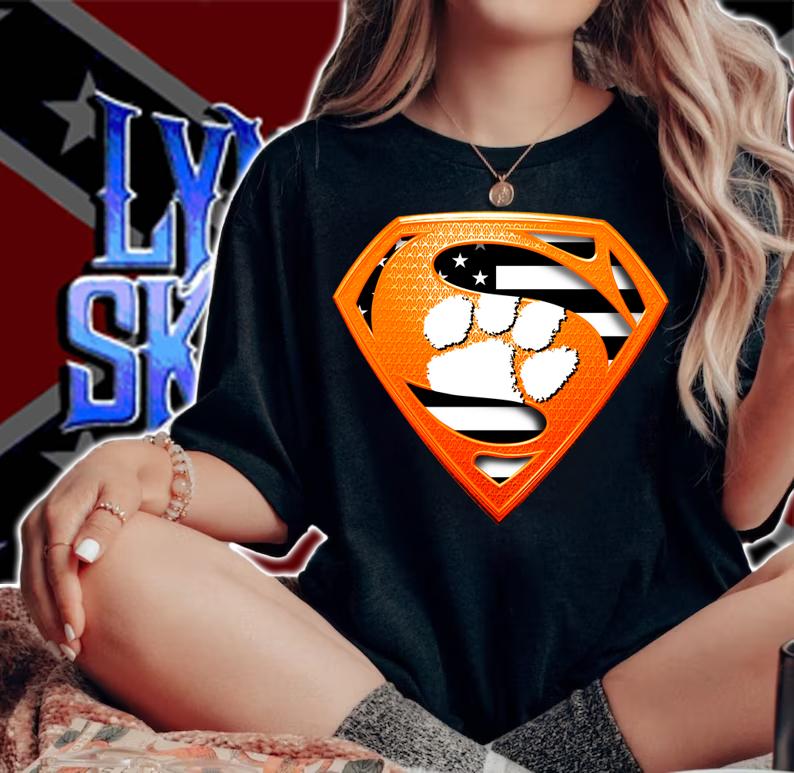 Superman Clemson Tigers American Flag t-shirt woman shirt