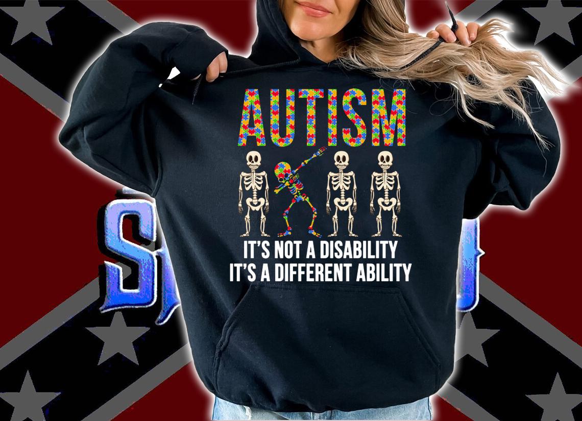 Dabbing Skeleton Not A Disability Autism Awareness Kids Boys t-shirt hoodie