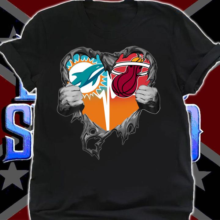 Inside Me Miami Dolphins And Miami Heat Logo t-shirt shirt