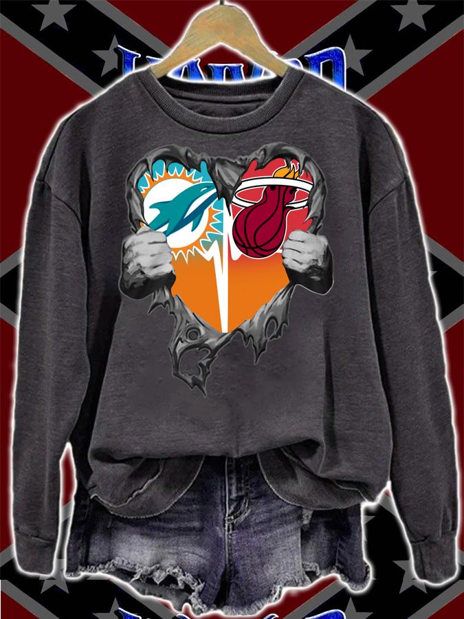 Inside Me Miami Dolphins And Miami Heat Logo t-shirt sweatshirt