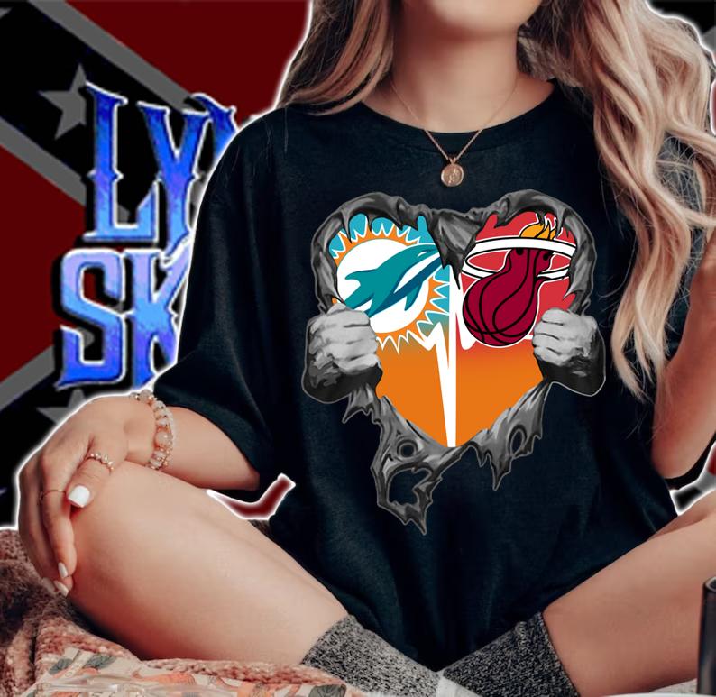Inside Me Miami Dolphins And Miami Heat Logo t-shirt woman shirt