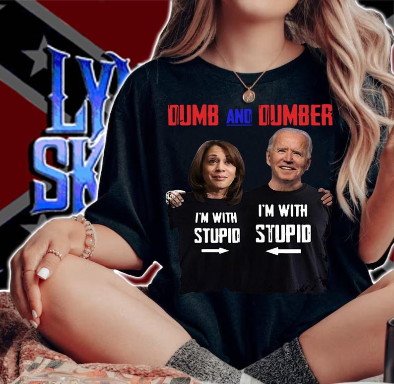 Kamala Harris and Joe Biden Dumb and Dumber im with stupid t-shirt woman shirt