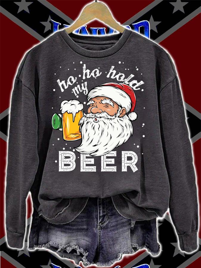 Ho Ho Hold My Beer Christmas Drinking Santa Gift sweater t-shirt sweatshirt