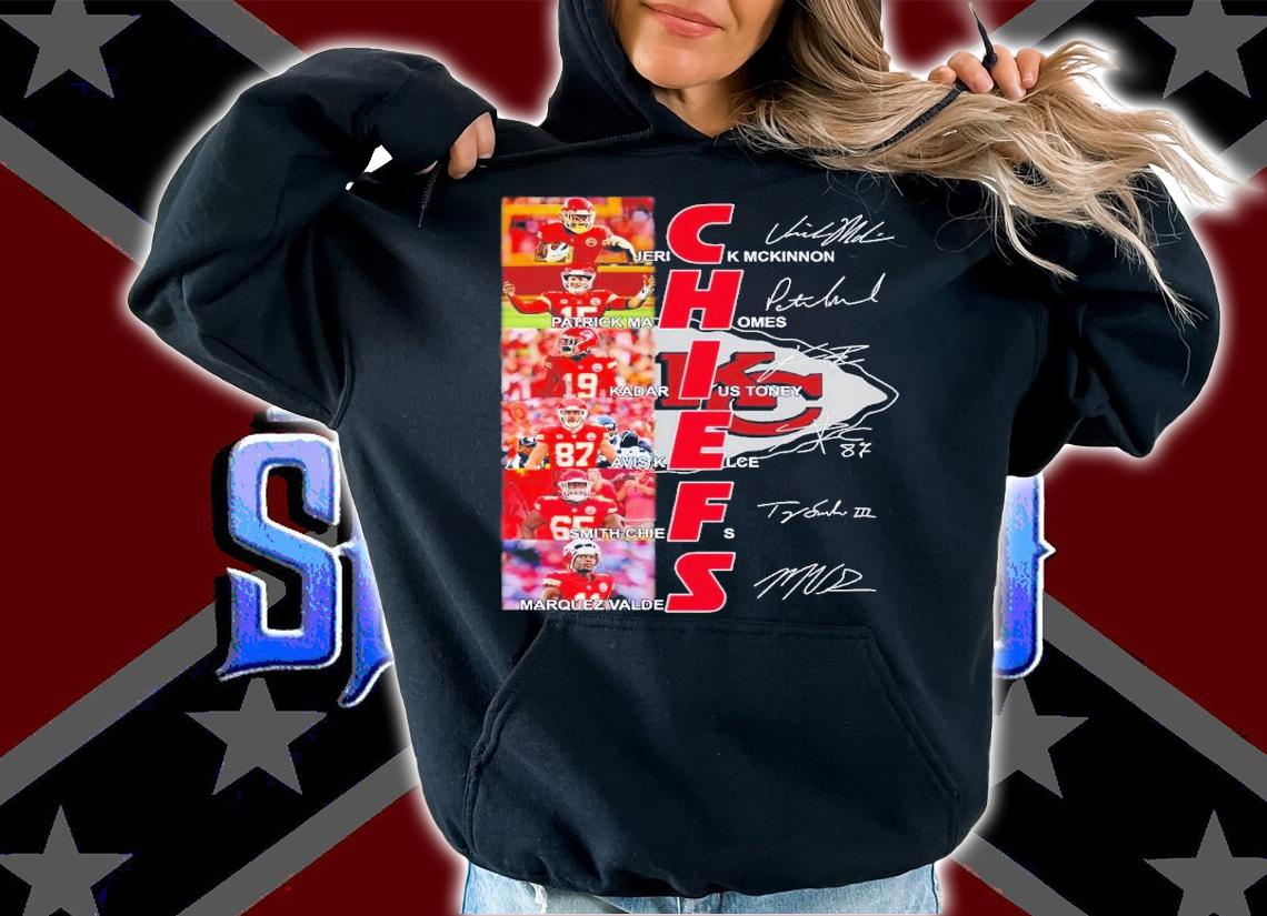 Chiefs Jerick Mckinnon Patrick Mahomes Kadarius Toney Avis Kelce signatures shirt t-shirt hoodie