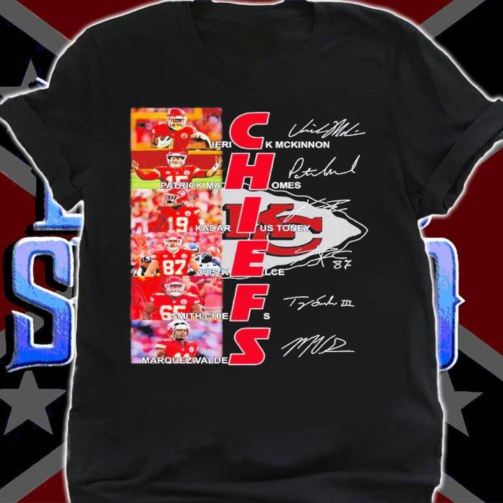 Chiefs Jerick Mckinnon Patrick Mahomes Kadarius Toney Avis Kelce signatures shirt t-shirt shirt