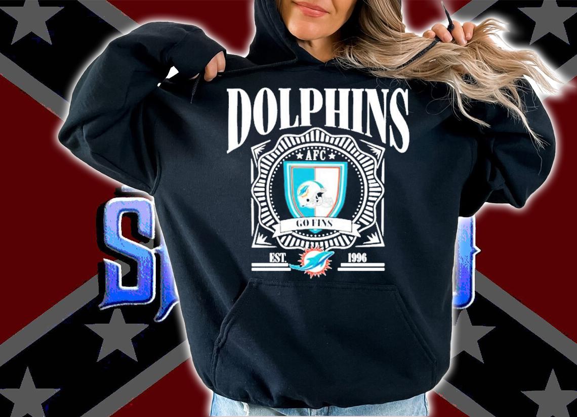 Erin Andrews Black Miami Dolphins Cropped Sponge Fleece Shirt t-shirt hoodie