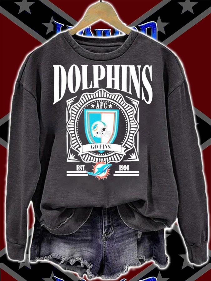 Erin Andrews Black Miami Dolphins Cropped Sponge Fleece Shirt t-shirt sweatshirt