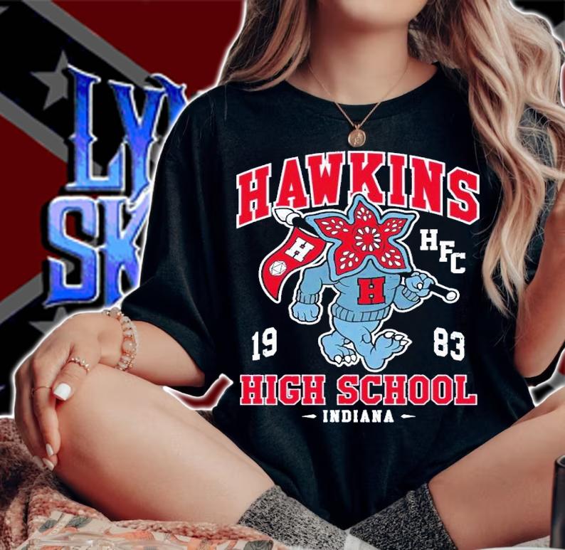 Hawkins High School Vintage Distressed Creepy Cute College Mascot shirt t-shirt woman shirt