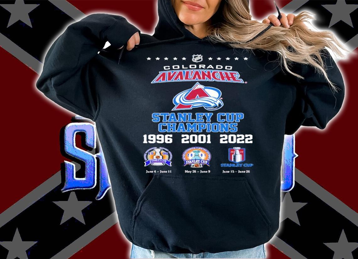Colorado Avalanche NHL Stanley Cup Champions 1996 2001 2022 shirt t-shirt