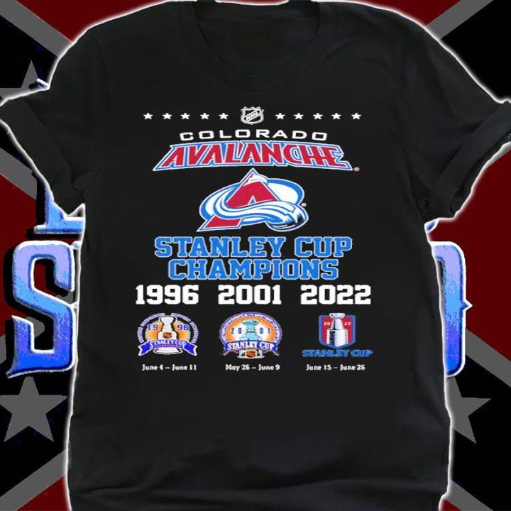 Colorado Avalanche NHL Stanley Cup Champions 1996 2001 2022 shirt t-shirt