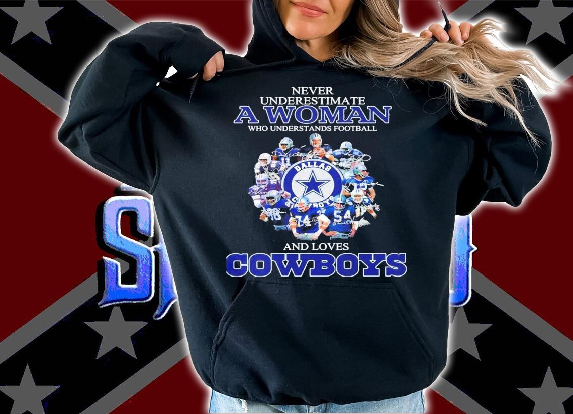 Never underestimate a woman who understands football and loves Cowboys Men's t-shirt
