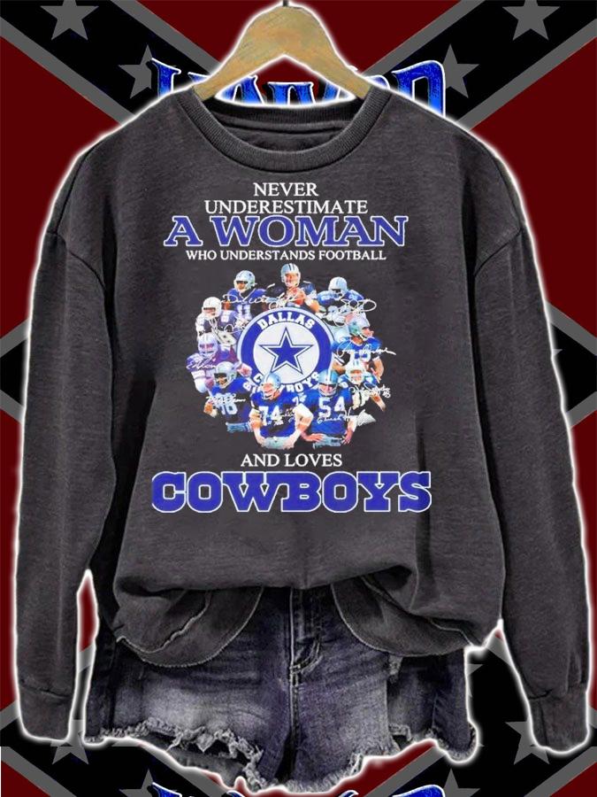 Never underestimate a woman who understands football and loves Cowboys Men's t-shirt