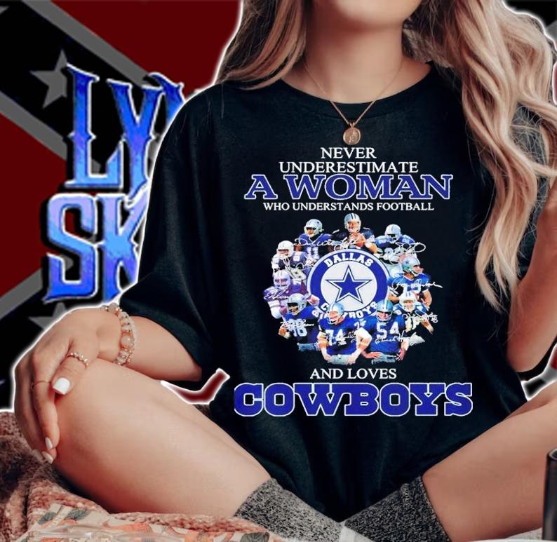 Never underestimate a woman who understands football and loves Cowboys Men's t-shirt
