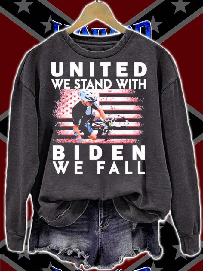 Biden Falls Of His Bike United We Stand With Biden We Fall Shirt t-shirt
