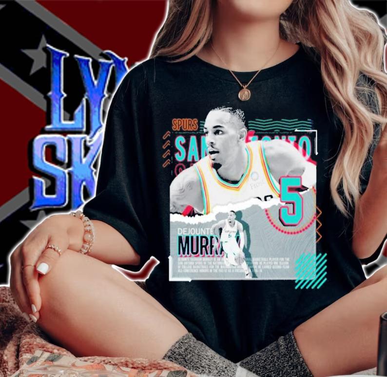 Dejounte Murray Basketball Paper Poster Spurs Shirt t-shirt