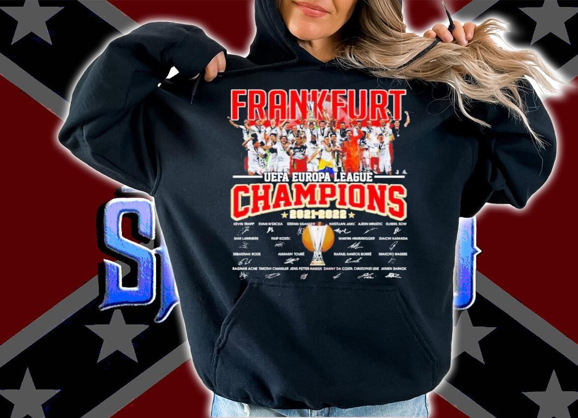 Eintracht Frankfurt Team UEFA Europa League Champions 2021-2022 Signatures Shirt t-shirt