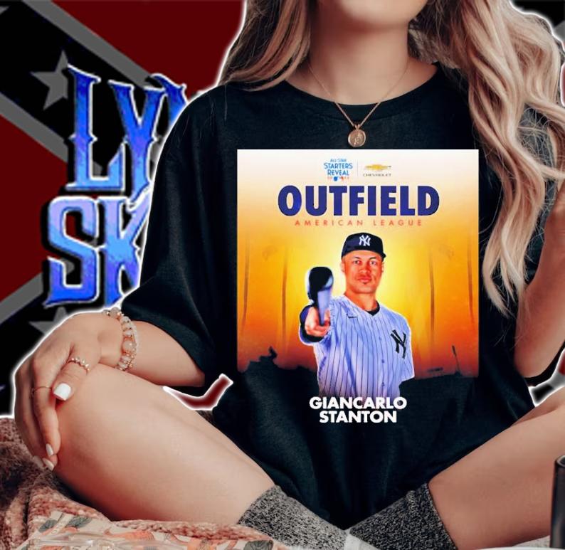 MLB All-Star Starters Reveal 2022 Outfield American League Giancarlo Stanton T-Shirt t-shirt woman shirt