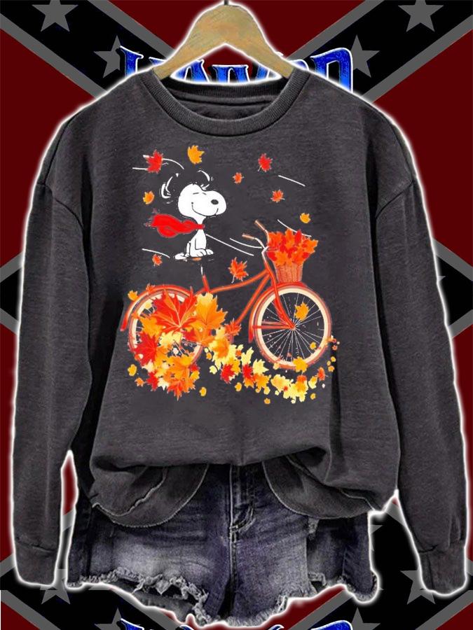 Snoopy Dog Autumn Maple Leaves T-Shirt t-shirt sweatshirt