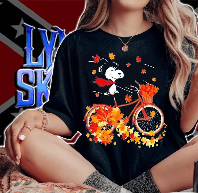 Snoopy Dog Autumn Maple Leaves T-Shirt t-shirt woman shirt