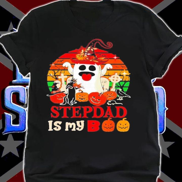 Stepdad Is My Boo Halloween Scary Pumpkins Boo Ghost Vintage Shirt t-shirt