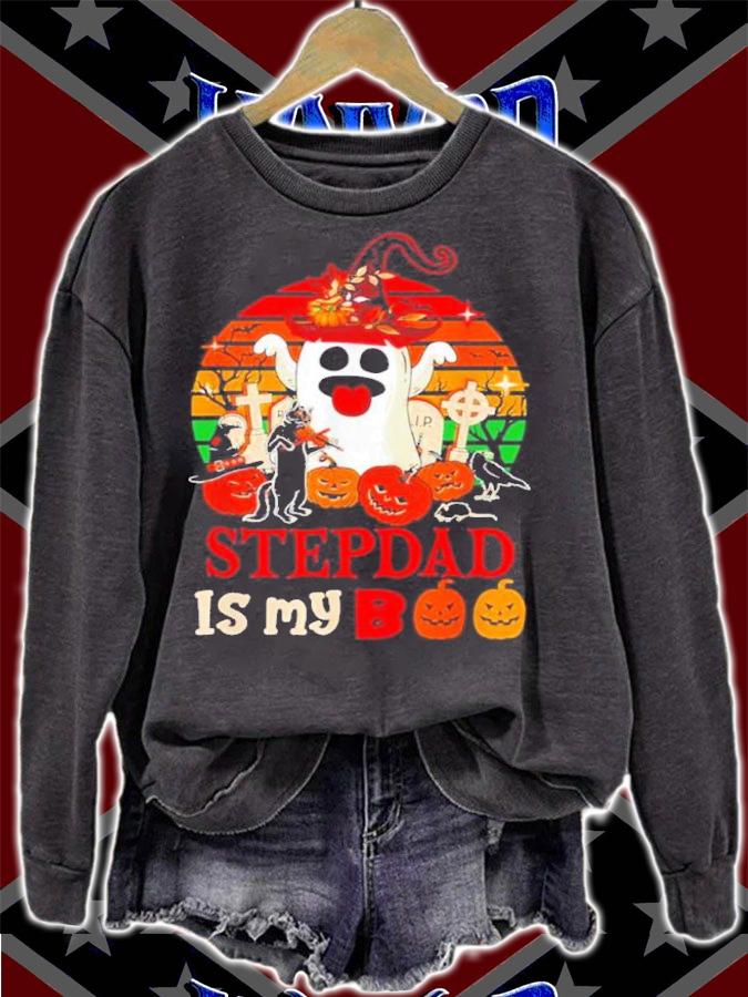 Stepdad Is My Boo Halloween Scary Pumpkins Boo Ghost Vintage Shirt t-shirt