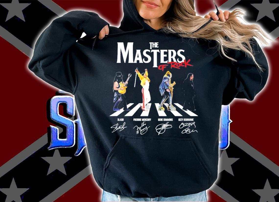 The Masters of Rock Abbey Road Slash Freddie Mercury Gene Simmons Ozzy Osbourne signatures shirt t-shirt hoodie