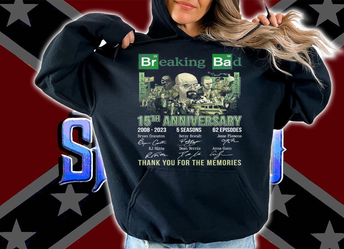 15th Anniversary Breaking Bad 2008-2023 5 Seasons 62 Ep Signatures t-shirt