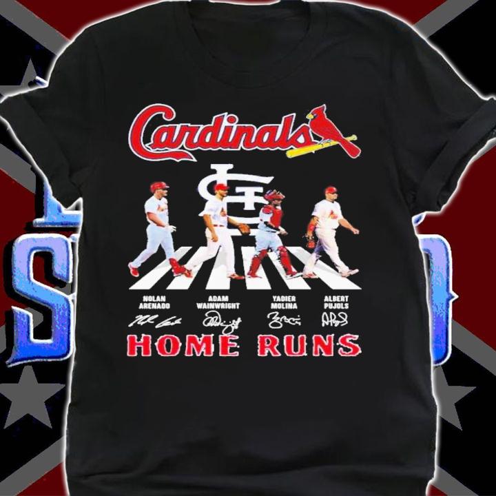 The Cardinals Nolan Arenado Adam Wainwright Yadier Molina And Albert Pujols Home Runs Abbey Road Signatures Shirt t-shirt