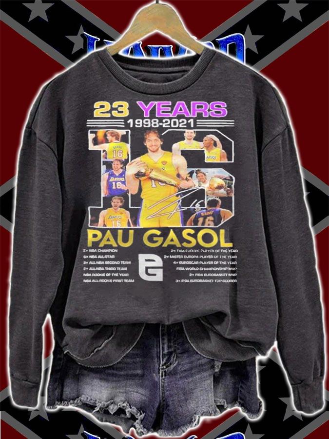 23 years 1998-2021 Pau Gasol signature shirt t-shirt sweatshirt