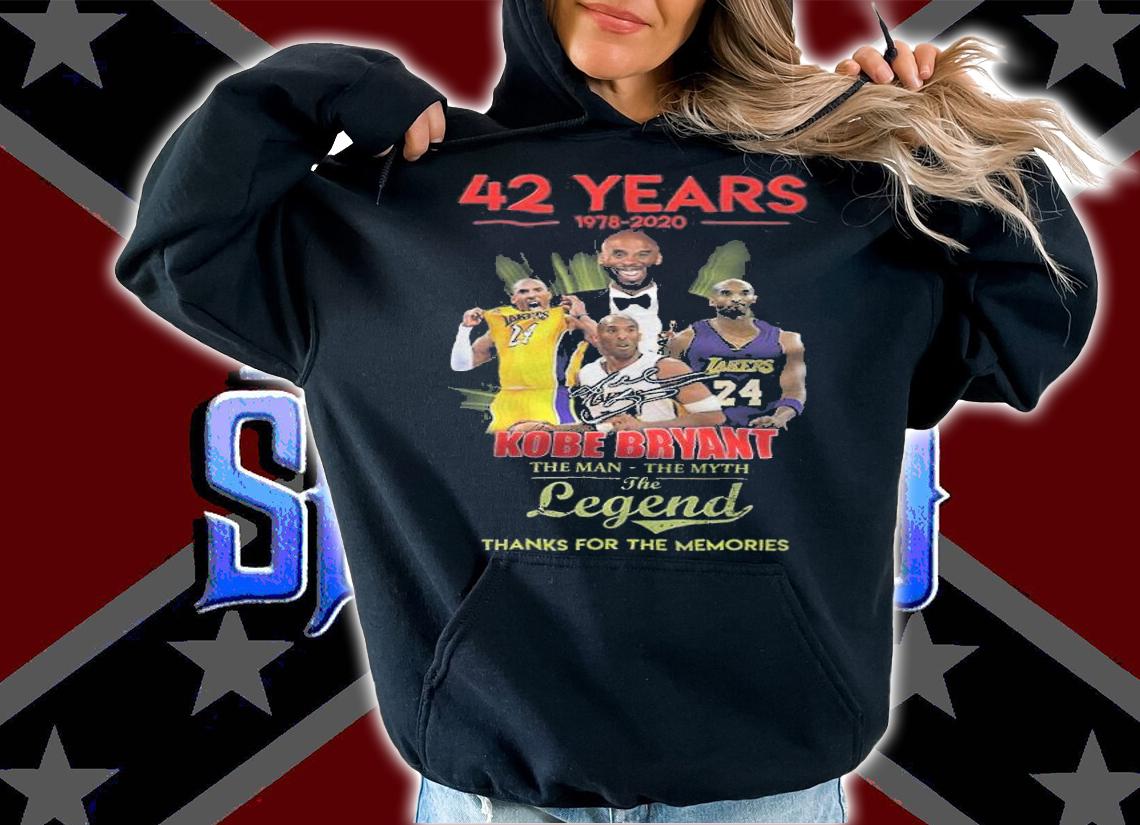42 years 1978-2020 Kobe Bryant the man the myth the legend thank you for the memories shirt t-shirt hoodie