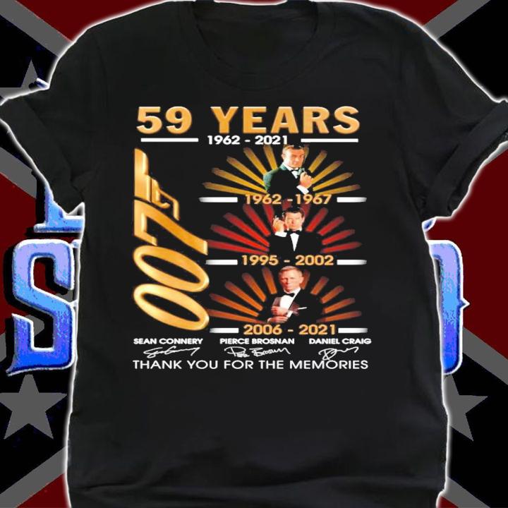 59 Years 1962-2021 James Bond 007 Signatures Thank You For The Memories Shirt t-shirt shirt