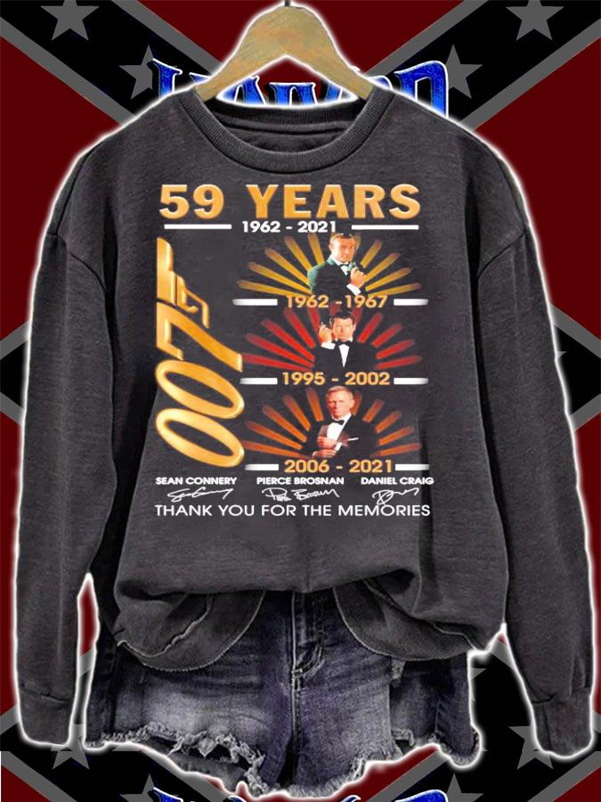 59 Years 1962-2021 James Bond 007 Signatures Thank You For The Memories Shirt t-shirt sweatshirt
