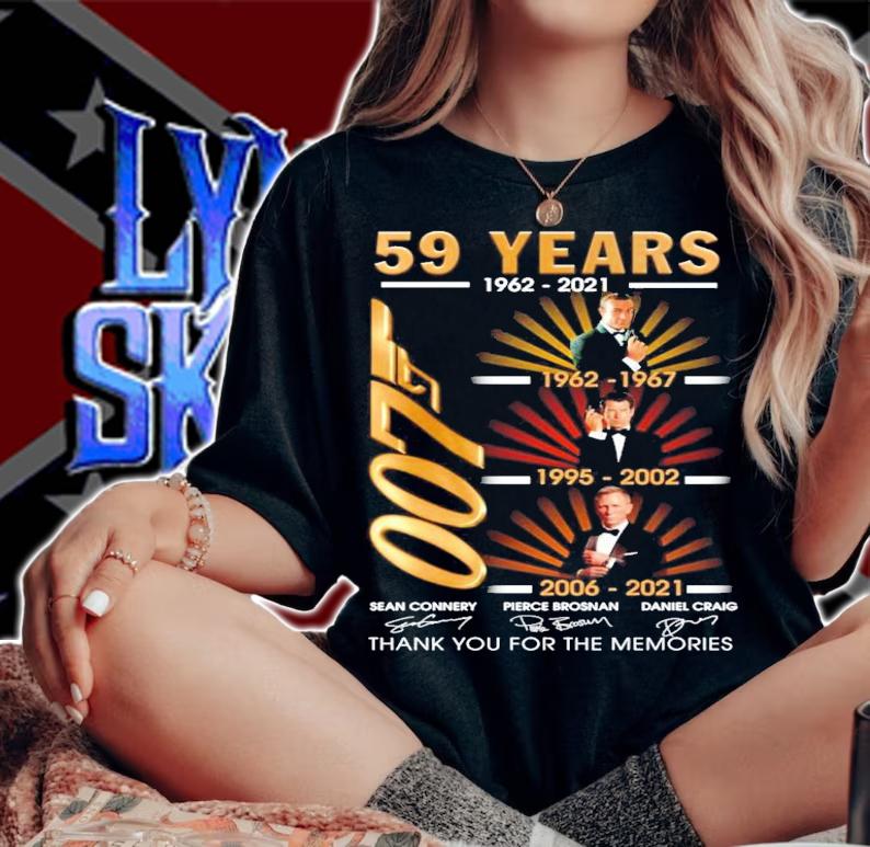 59 Years 1962-2021 James Bond 007 Signatures Thank You For The Memories Shirt t-shirt woman shirt
