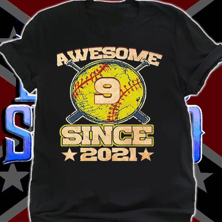 9th Birthday Softball Lover 9 Years Old Vintage T-Shirt t-shirt shirt