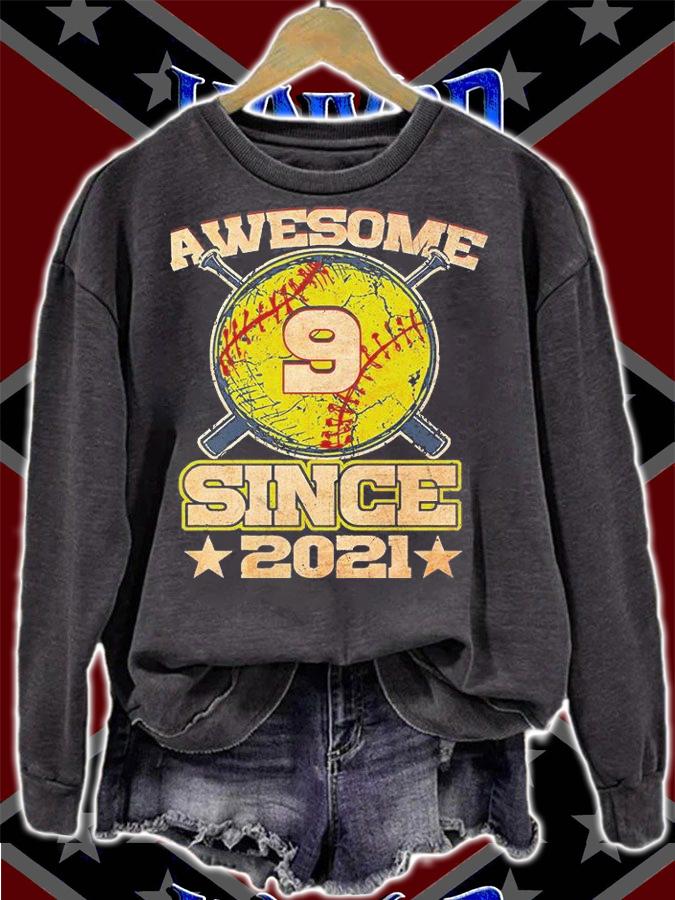 9th Birthday Softball Lover 9 Years Old Vintage T-Shirt t-shirt sweatshirt