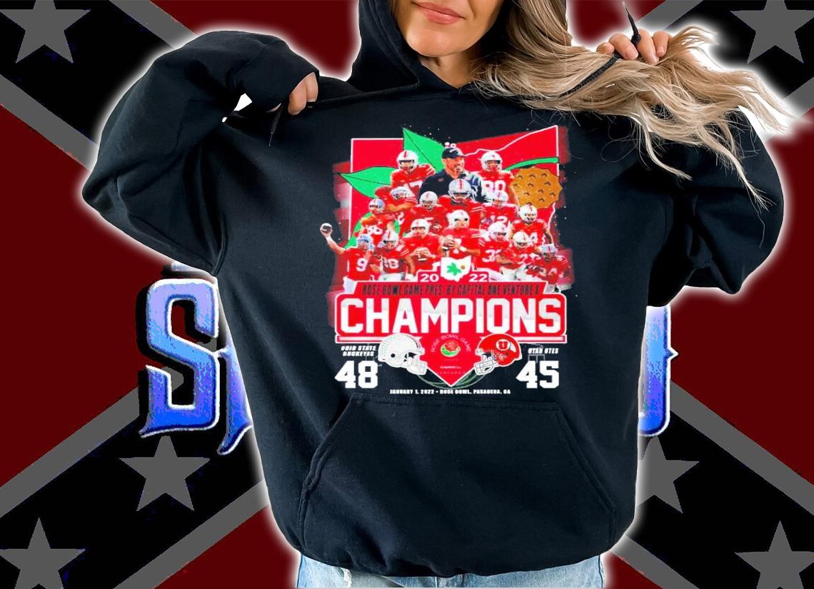 2022 Rose Bowl Game Pres By Capital One Venture X Champions Ohio State Buckeyes 48 45 Utah Utes Shirt t-shirt