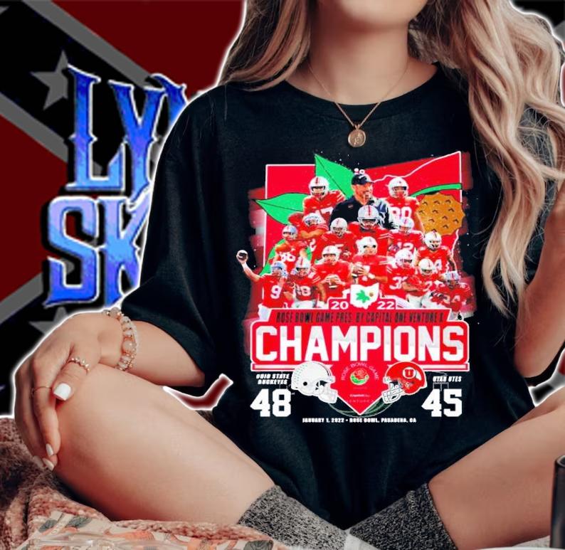 2022 Rose Bowl Game Pres By Capital One Venture X Champions Ohio State Buckeyes 48 45 Utah Utes Shirt t-shirt