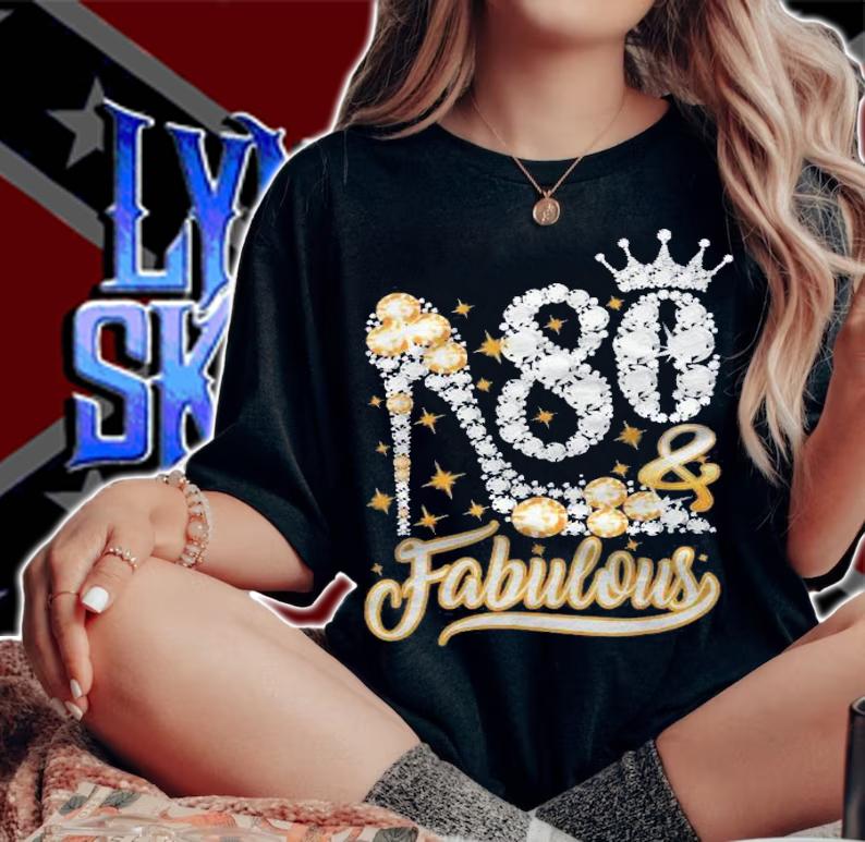 80 & Fabulous 80 Years Old 80Th Birthday Diamond Crown Shoes Shirt t-shirt