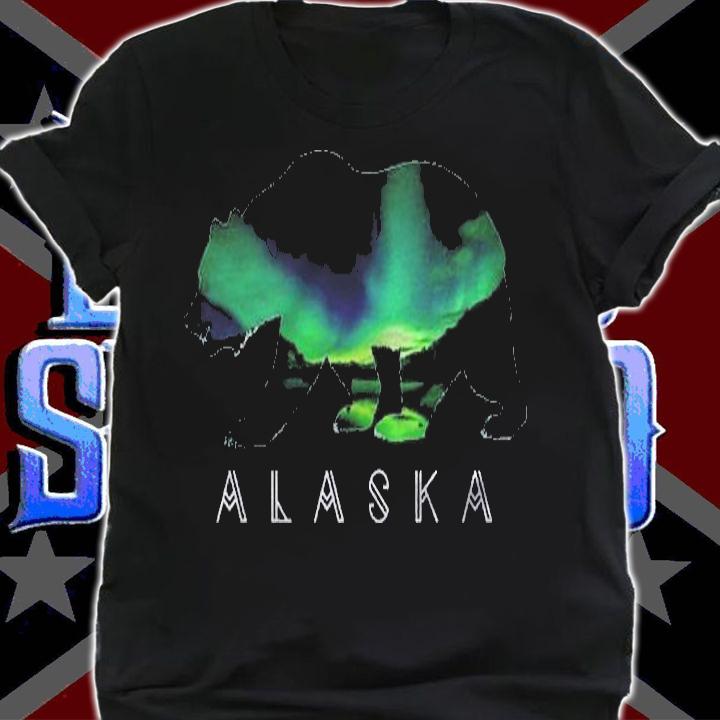 Alaskan Bear With Aurora Borealis & Icy Mountain Pullover Shirt t-shirt