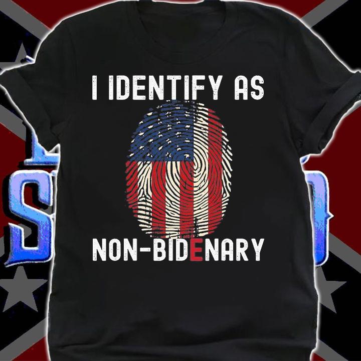 American Flag Patriots I Identify As Non Bidenary Funny Anti Biden Fingerprint USA Flag T-Shirt t-shirt