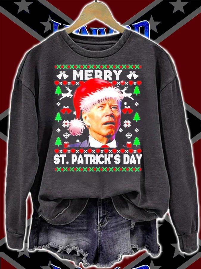 Anti Biden Merry St. Patricks Day Ugly Christmas T-Shirt t-shirt sweatshirt