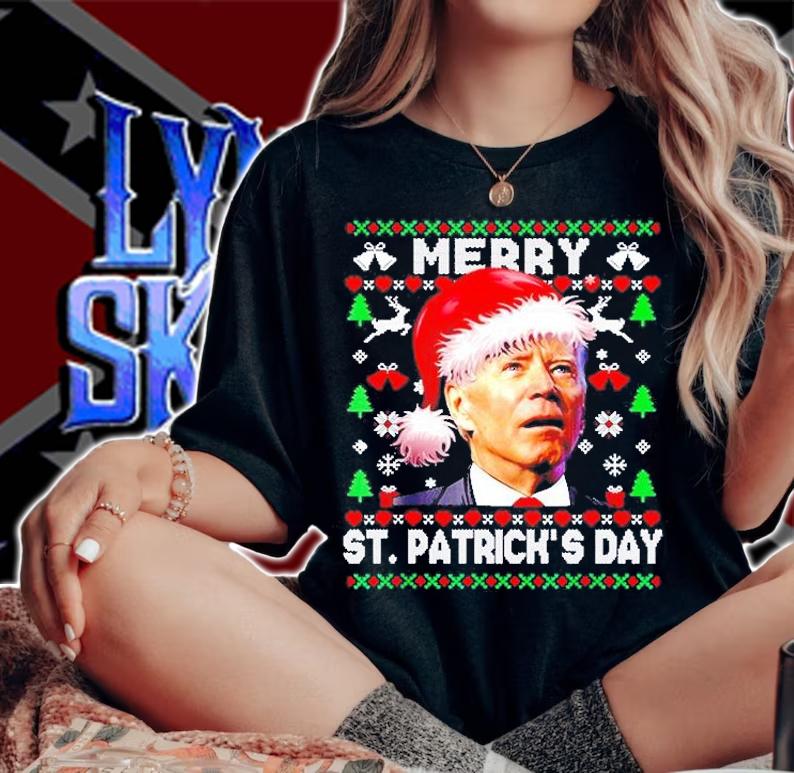 Anti Biden Merry St. Patricks Day Ugly Christmas T-Shirt t-shirt woman shirt