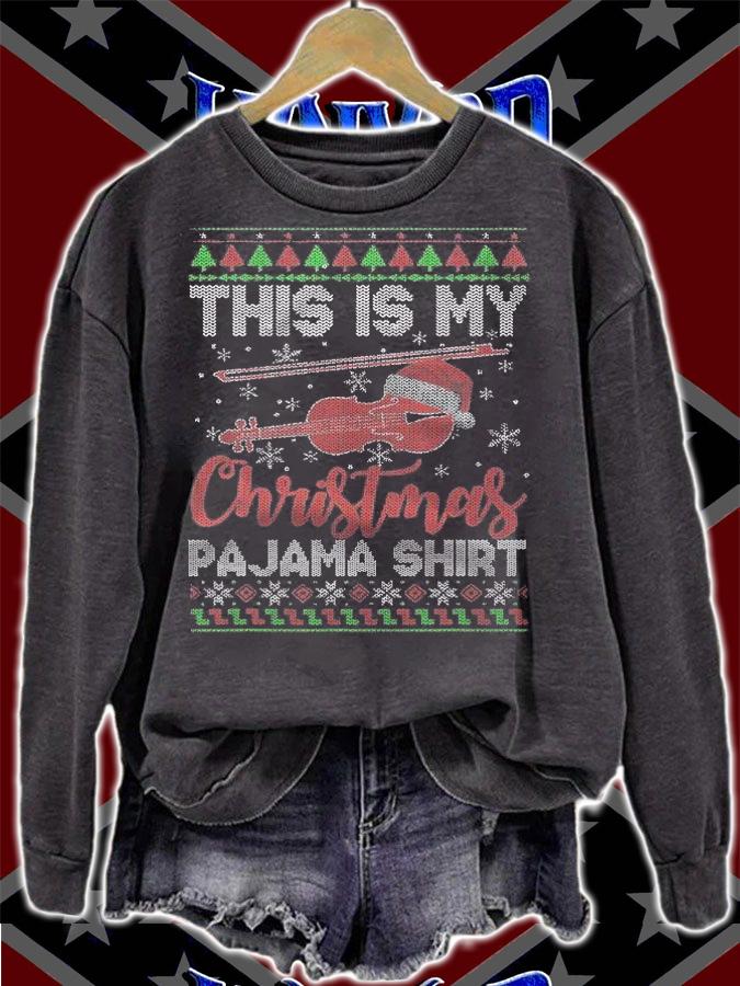 Anti President this Is My Christmas Pajama Shirt Funny Santa Violin Lover Christma T-Shirt t-shirt sweatshirt