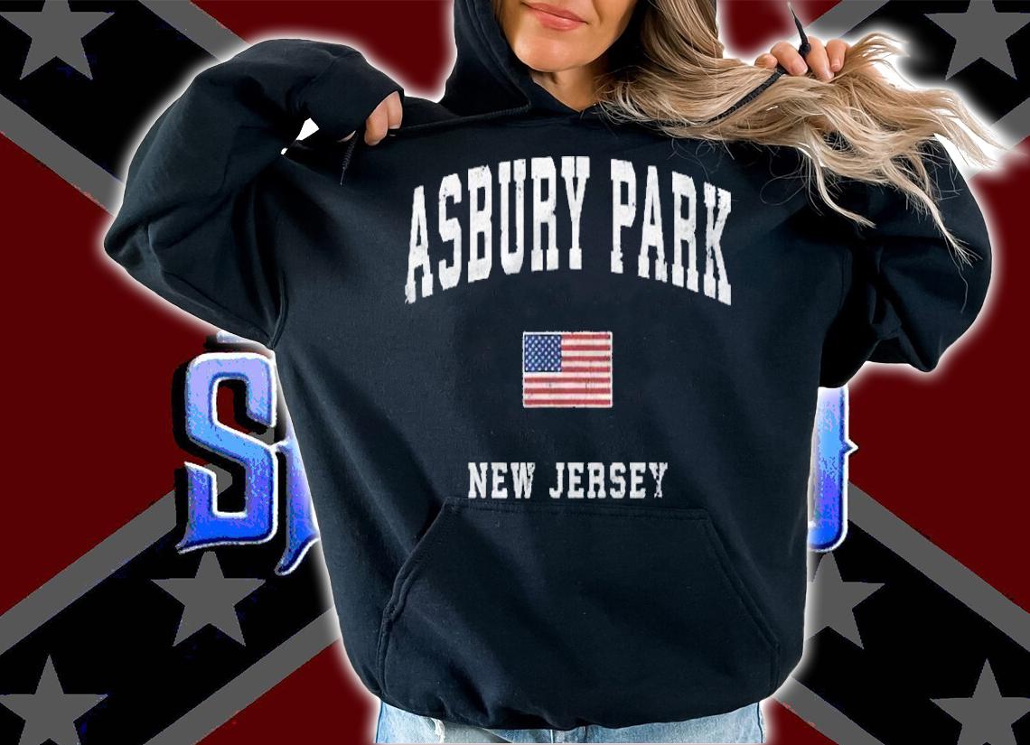 Asbury Park New Jersey Nj Vintage American Flag Sports Shirt t-shirt