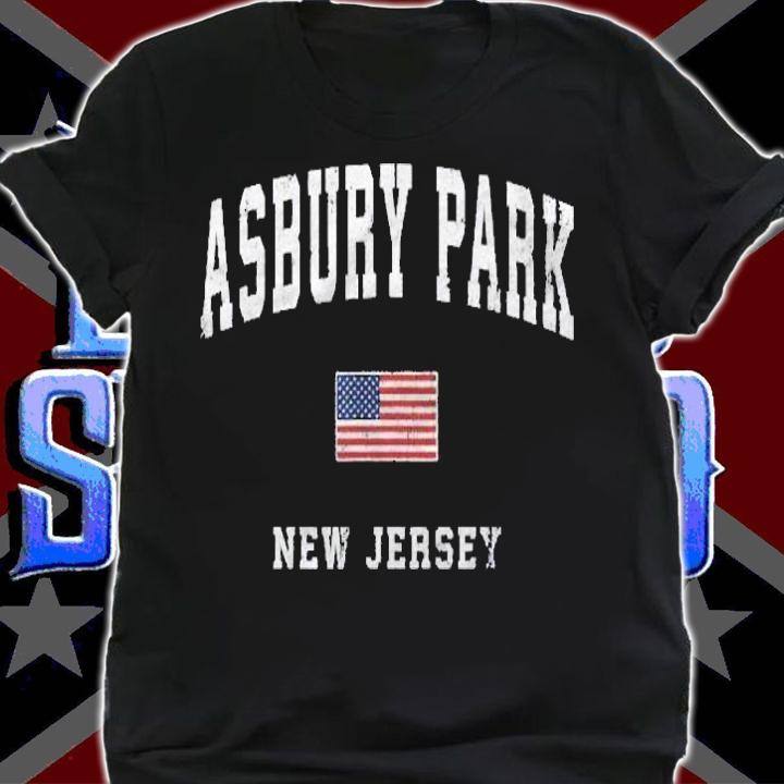 Asbury Park New Jersey Nj Vintage American Flag Sports Shirt t-shirt