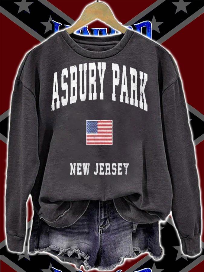 Asbury Park New Jersey Nj Vintage American Flag Sports Shirt t-shirt