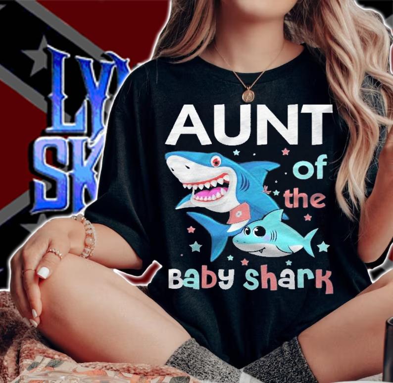 Aunt Of The Baby Shark Funny Auntie And Niece Nephew shirt t-shirt woman shirt